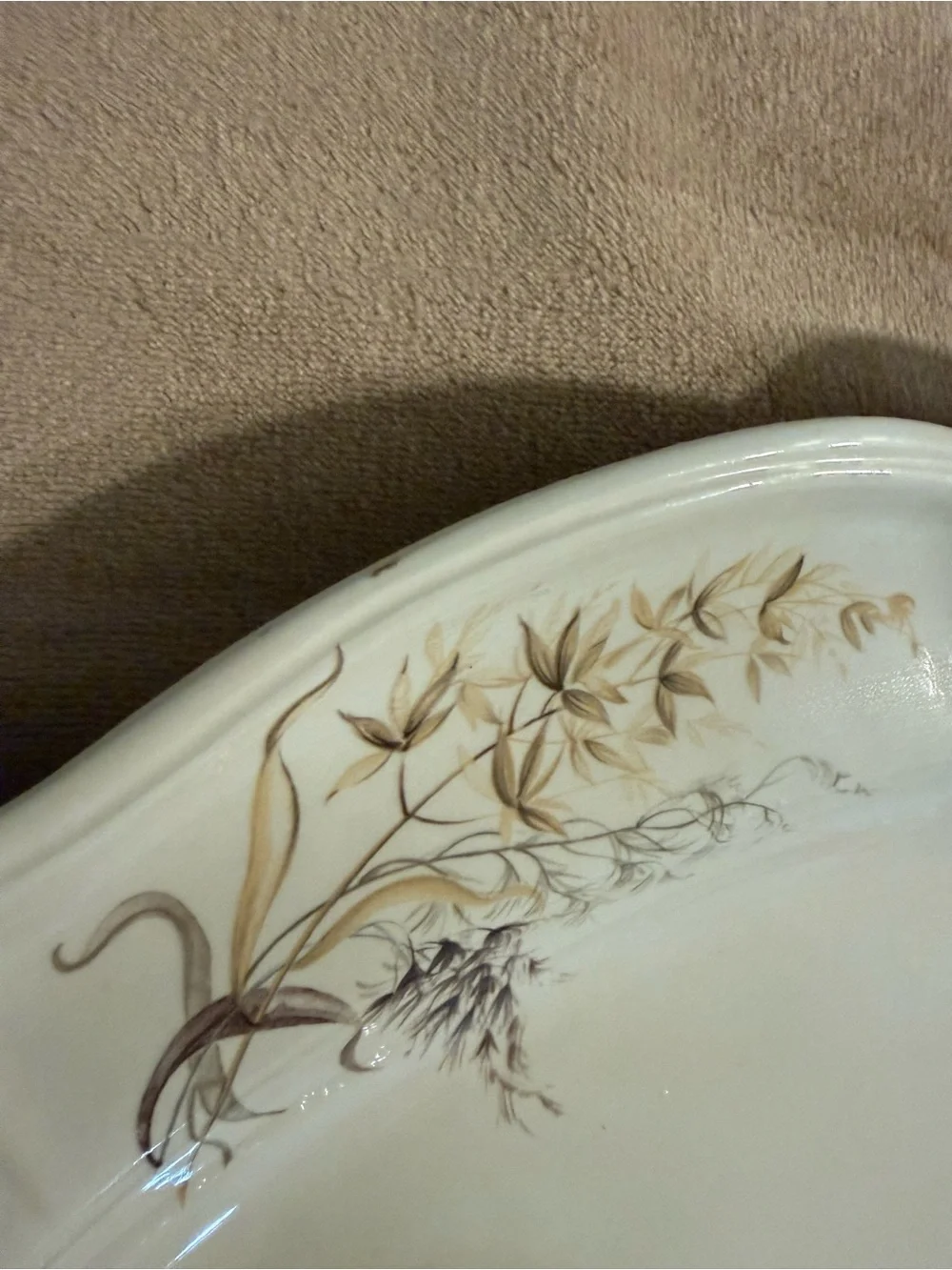 Ceramic Turkey Platter - Brown & Cream Decorative Serving Plate